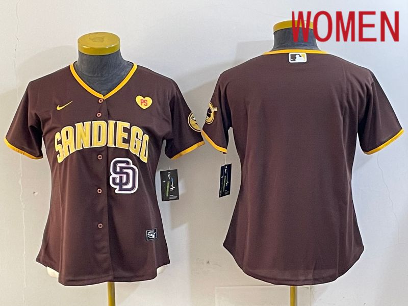 Women San Diego Padres Blank Browm Game 2024 Nike MLB Jersey style 4->women mlb jersey->Women Jersey